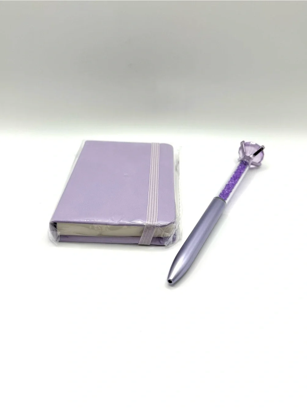 Purple A7 Pocket Notebook & Crystal Diamond Pen Gift Set Journal Planner NEW
